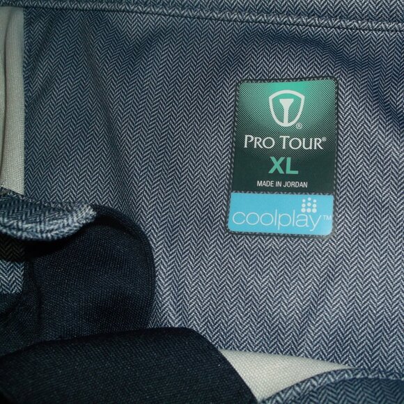Pro Tour Coolplay Golf Polo Shirt ~ Men's XL ~ Blues with a Pink Stripe - Picture 3 of 7